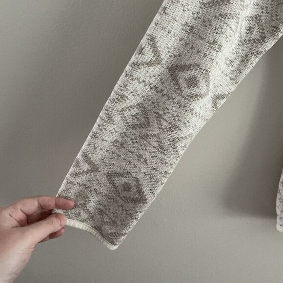 Eddie Bauer Women Sz M Ivory/Tan Aztec Print Full Zip Pocketed Jacket - Picture 2 of 8